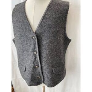 Vintage 80's Land's End 100% Wool Vest Women's Regular 18 Pockets